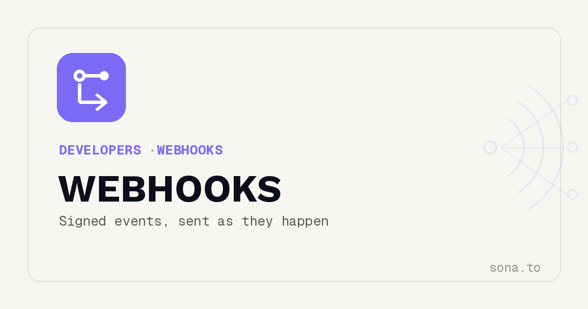 sona.to-Ereignisse mit Webhooks überallhin senden